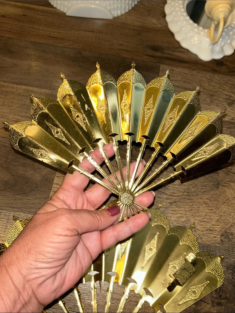 MCM Home Interiors Gold Decorative Fan Wall. Decor - Set of 2